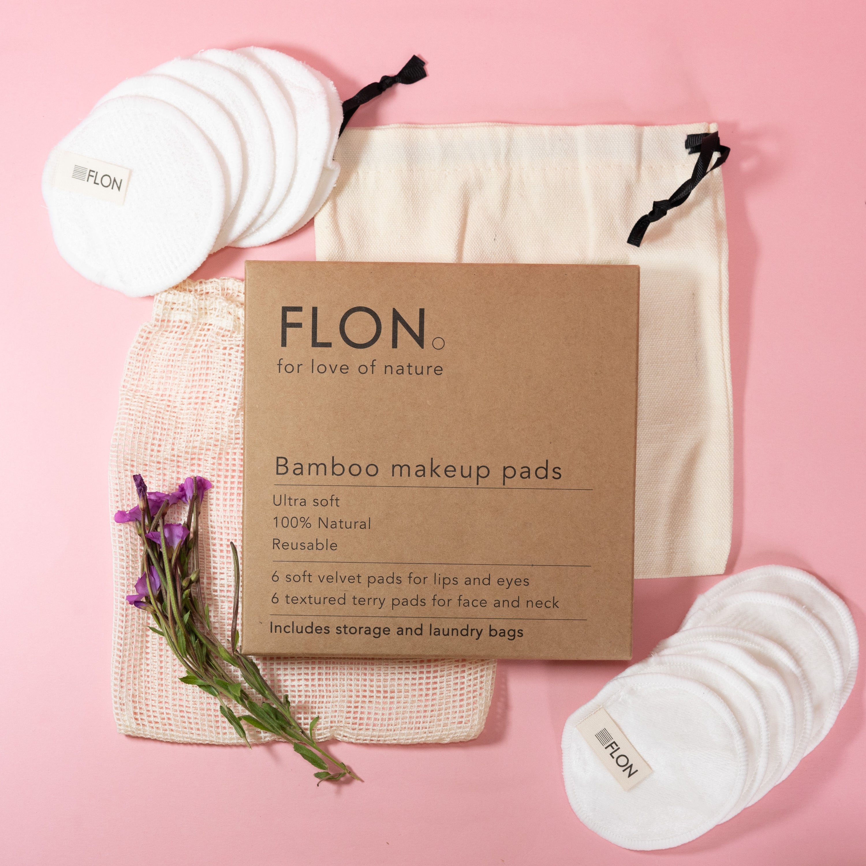 Reusable Bamboo Makeup Remover Pads X12 + Mesh Laundry Bag + Storage